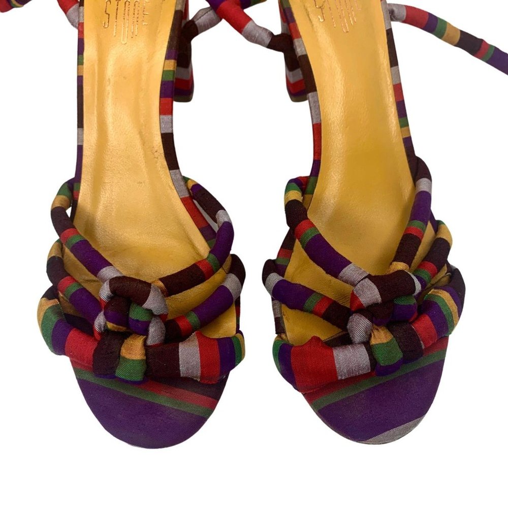 Charlotte Stone Anthropologie Tie Purple Heels - Picture 7 of 11